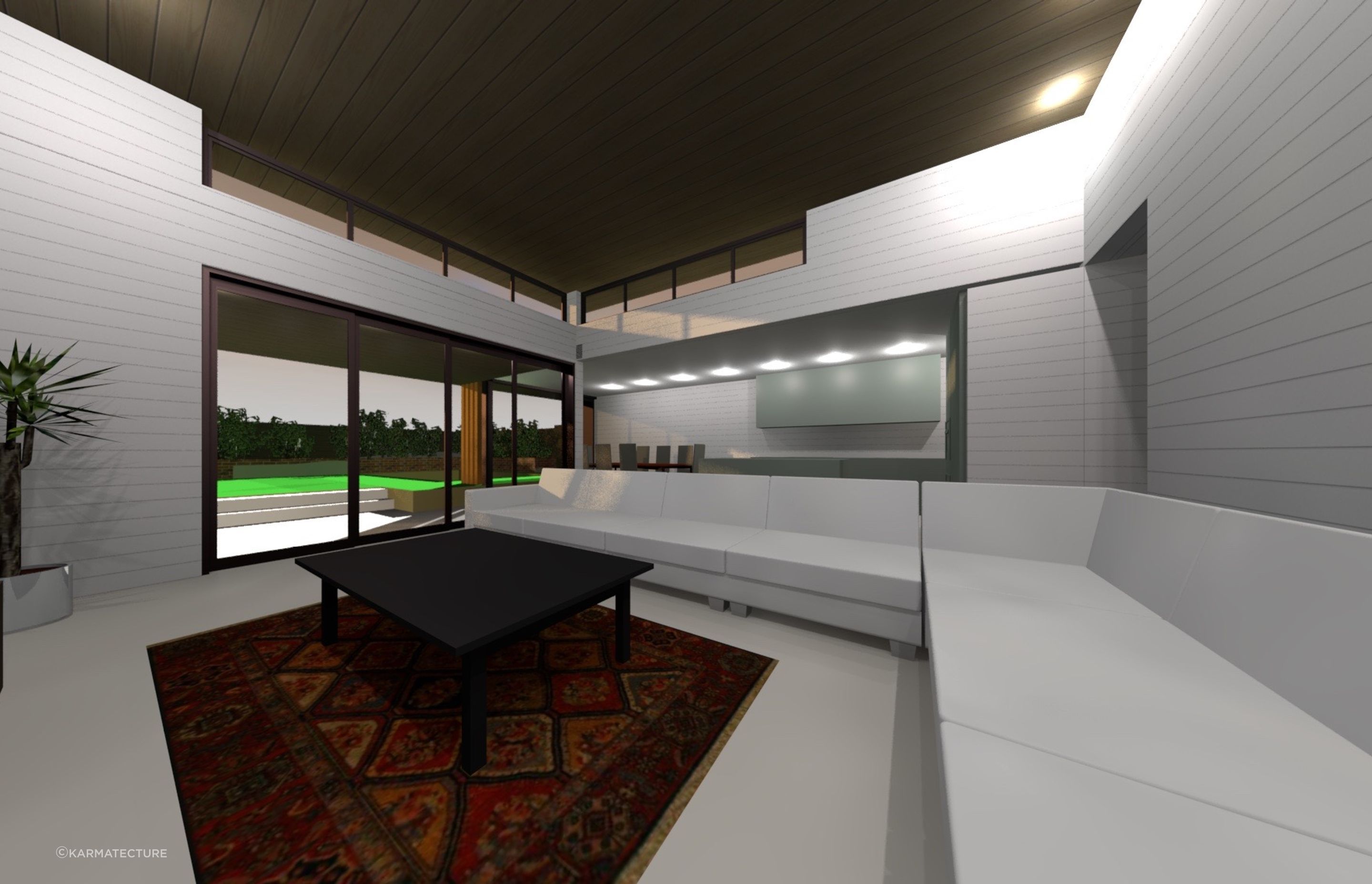 Highlight windows provide an opportunity to ventilate the roof. External verandah provides well needed shade to the north