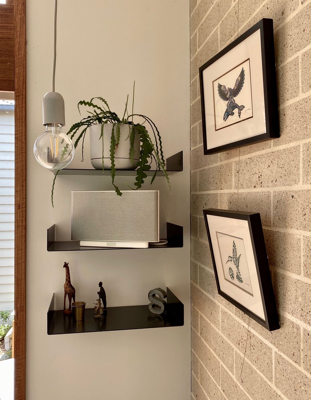 Custom designed wall mounted shelves