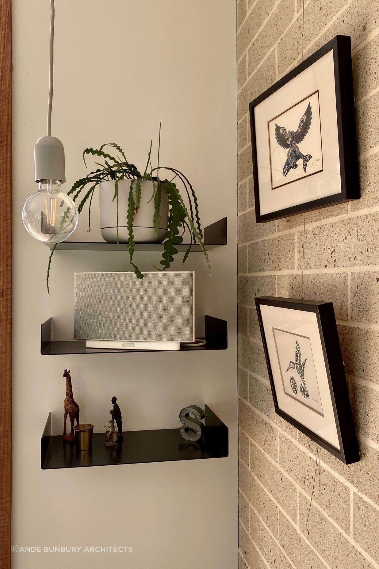 Custom designed wall mounted shelves