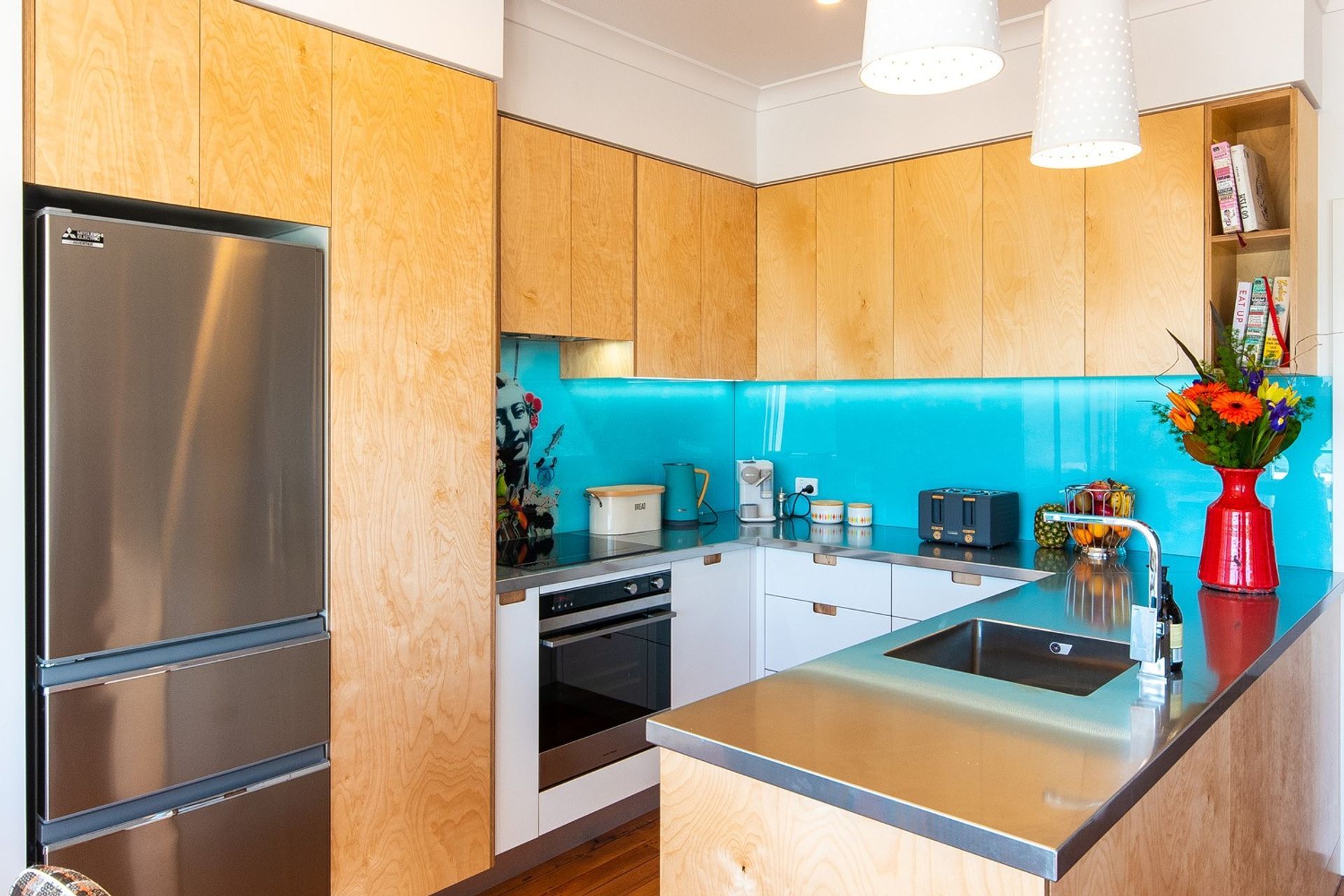 Plywood Kitchen with a colourful twist