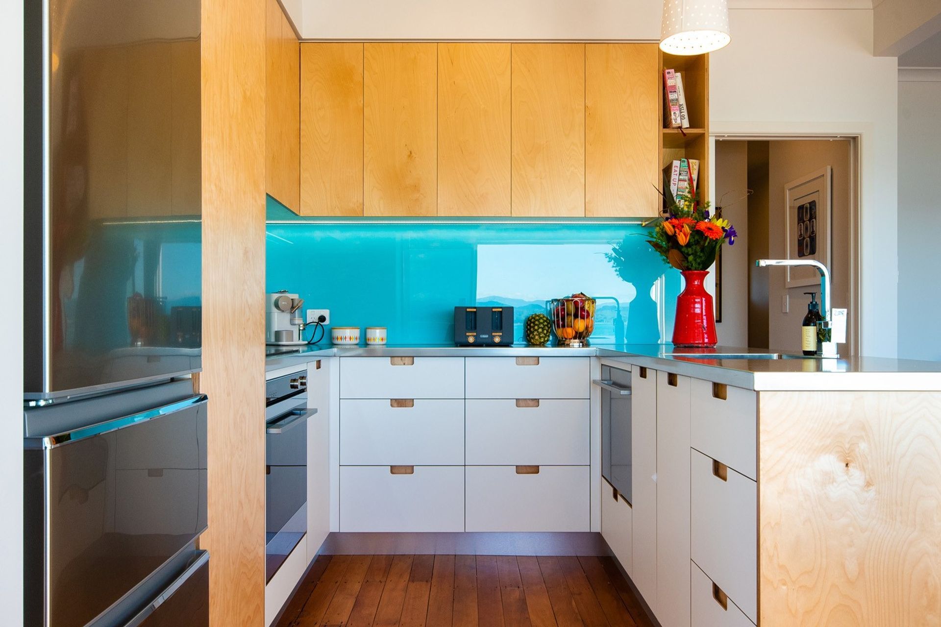 Plywood Kitchen with a colourful twist