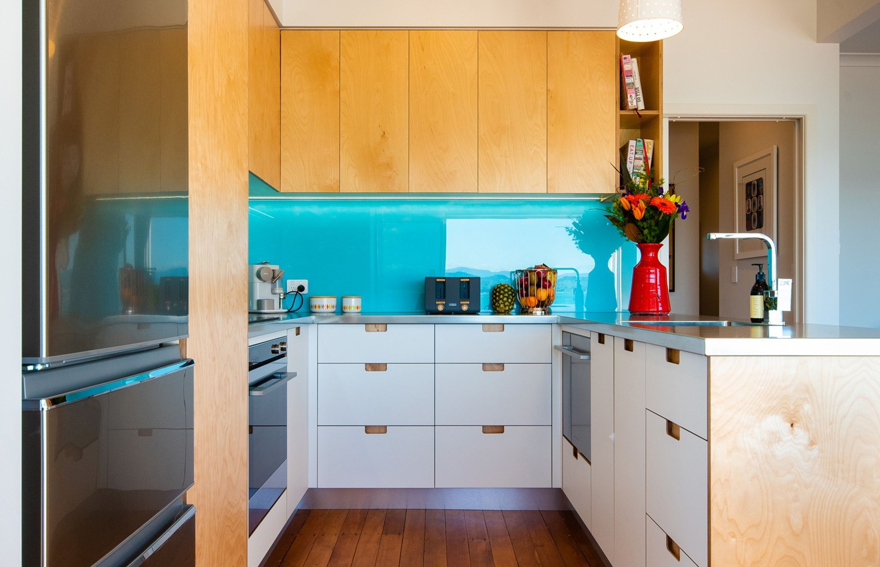 Plywood Kitchen with a colourful twist