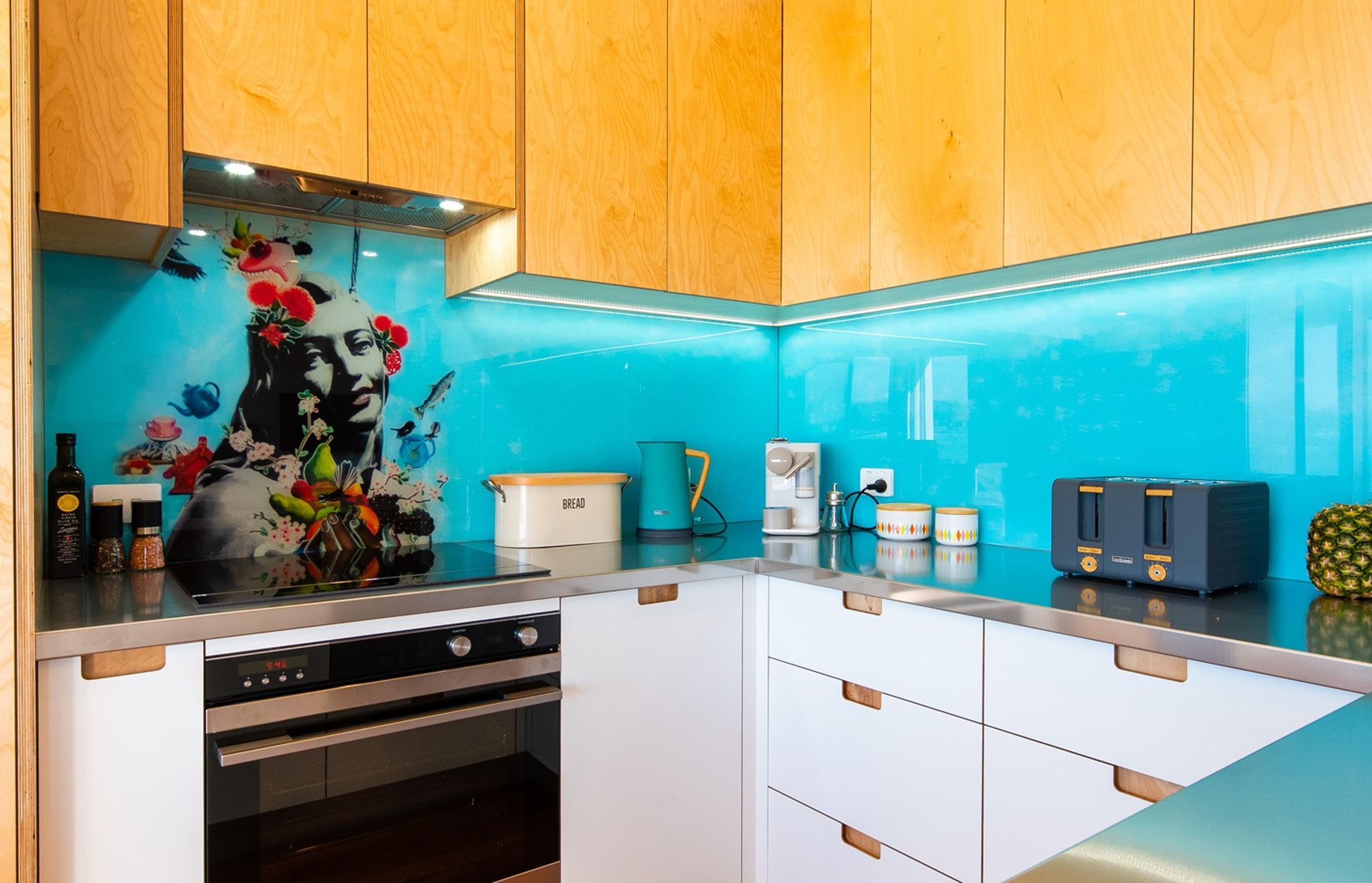 Plywood Kitchen with a colourful twist