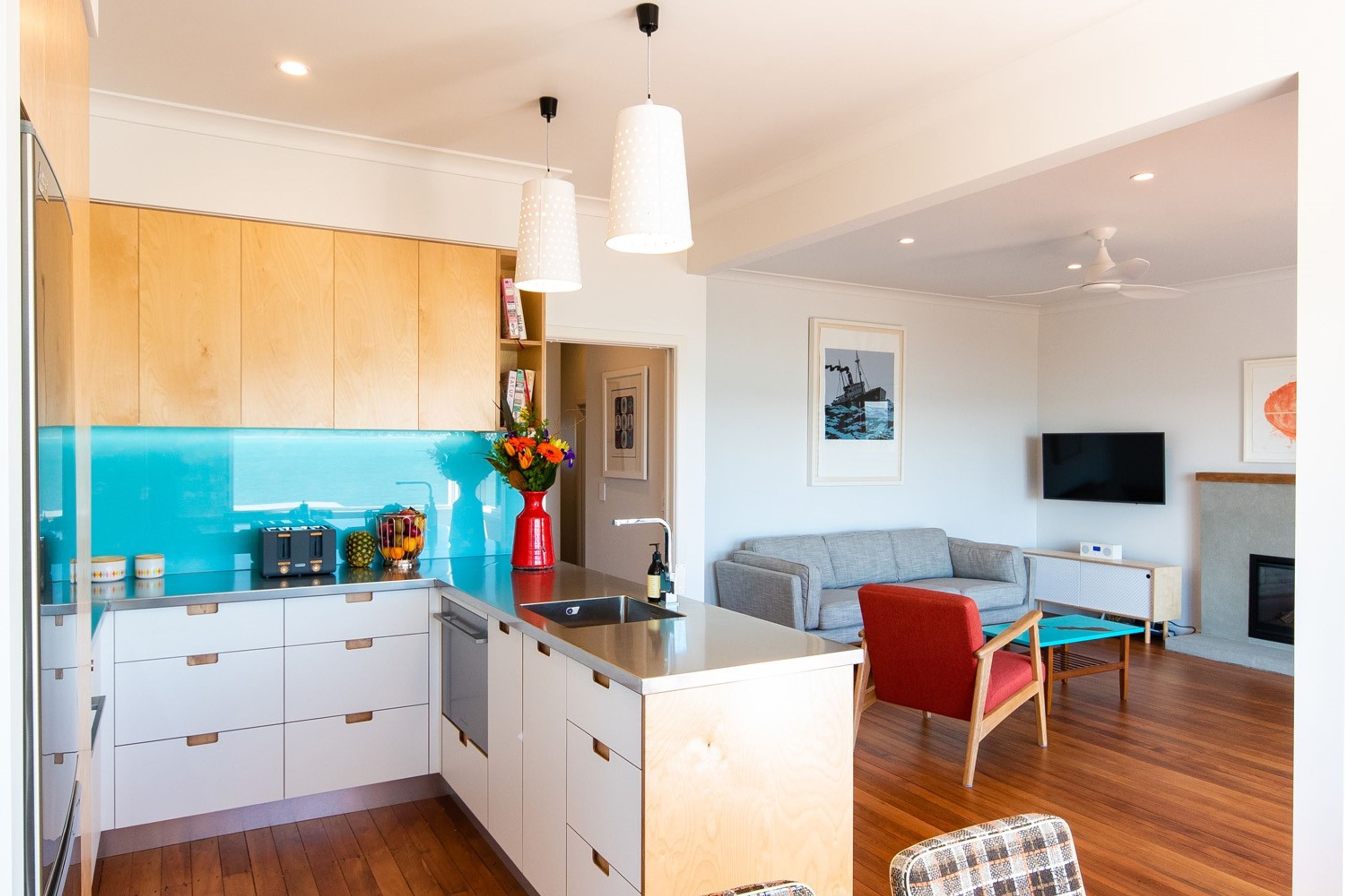 Plywood Kitchen with a colourful twist