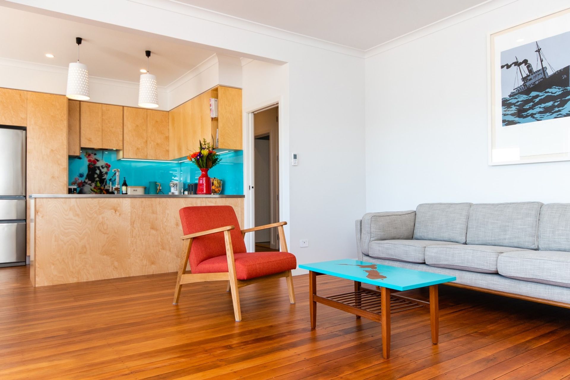 Plywood Kitchen with a colourful twist