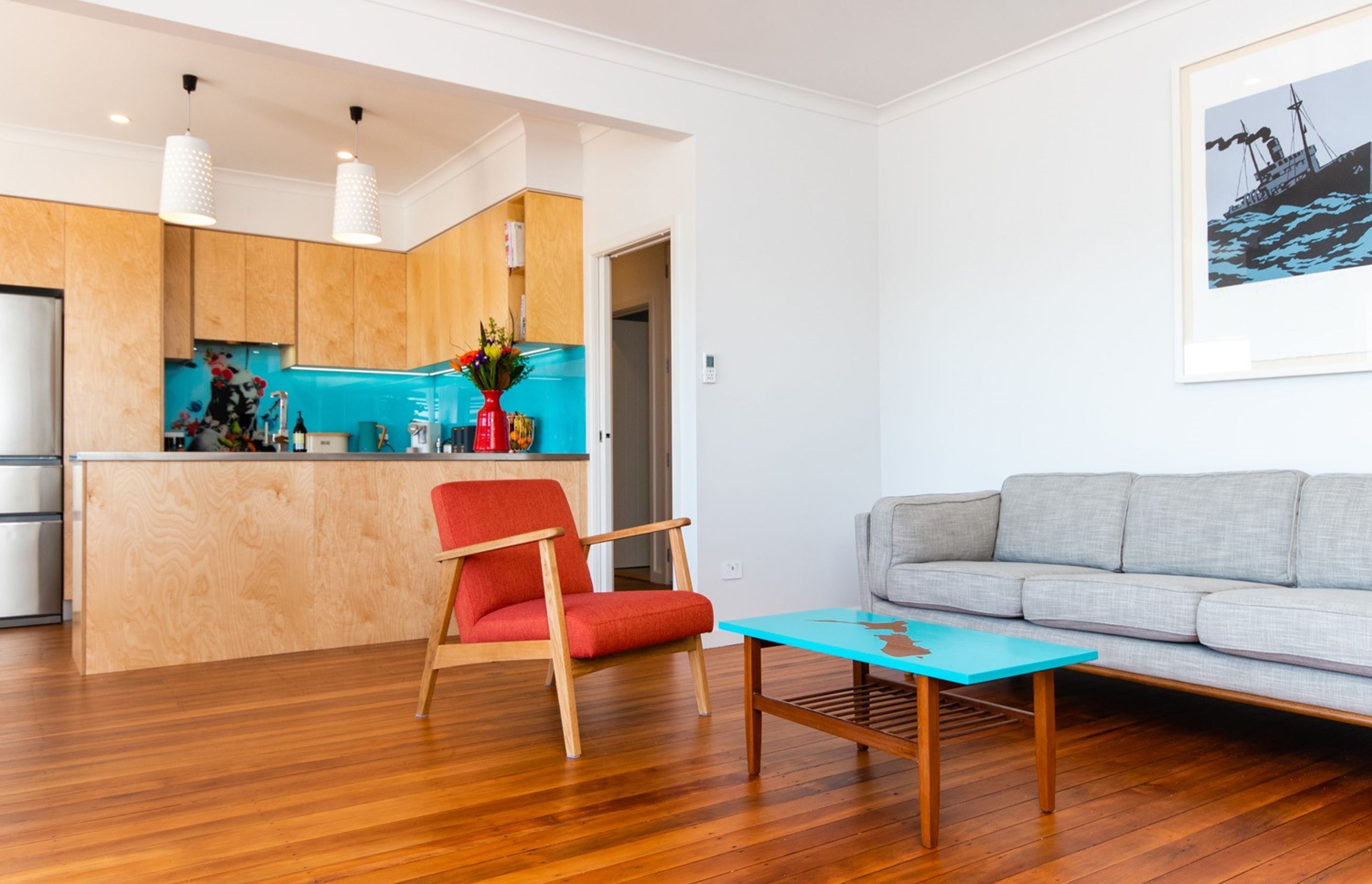 Plywood Kitchen with a colourful twist