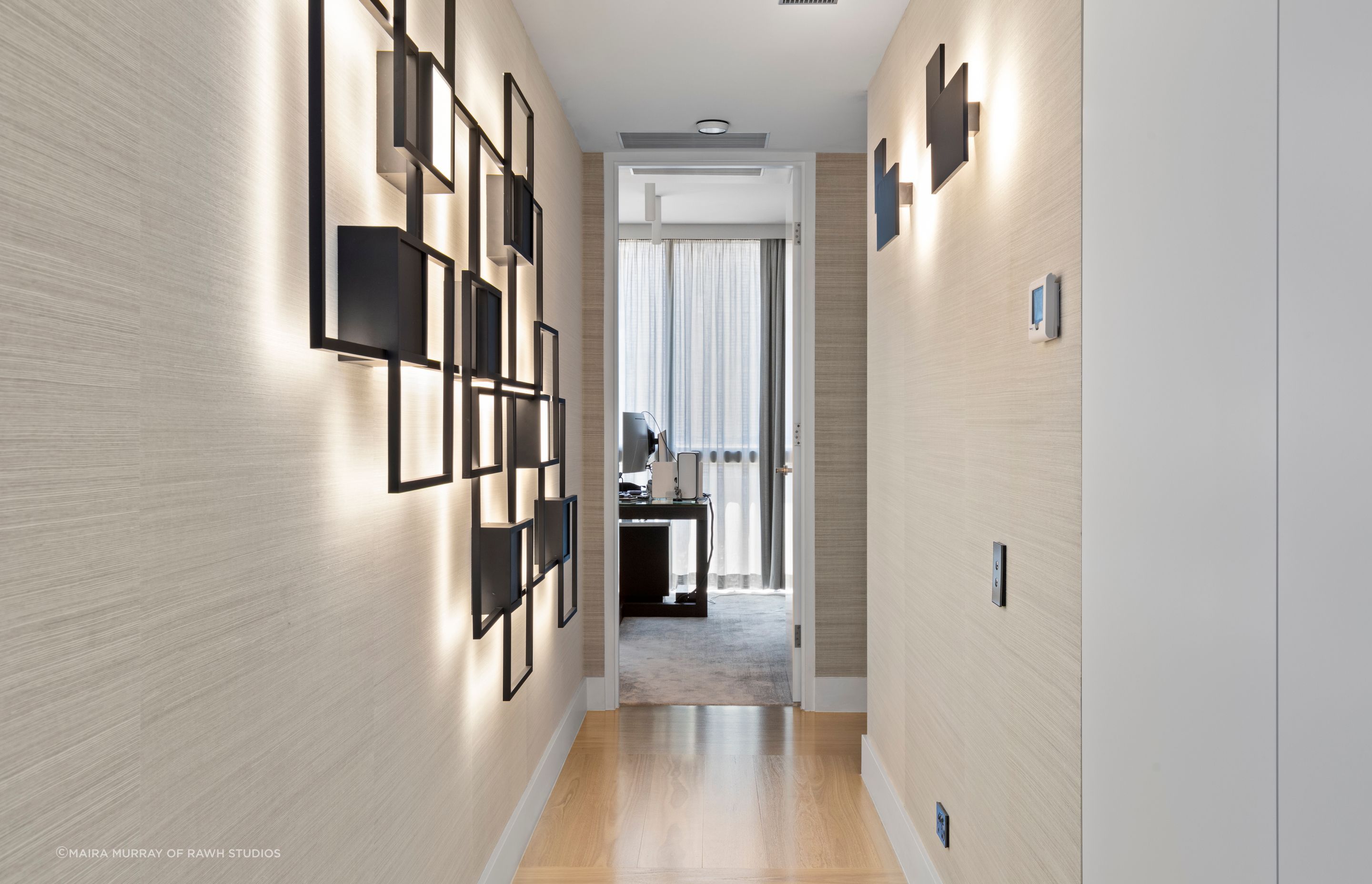 The Hallway to the office and laundry. A new walk-in-robe is created on the right.