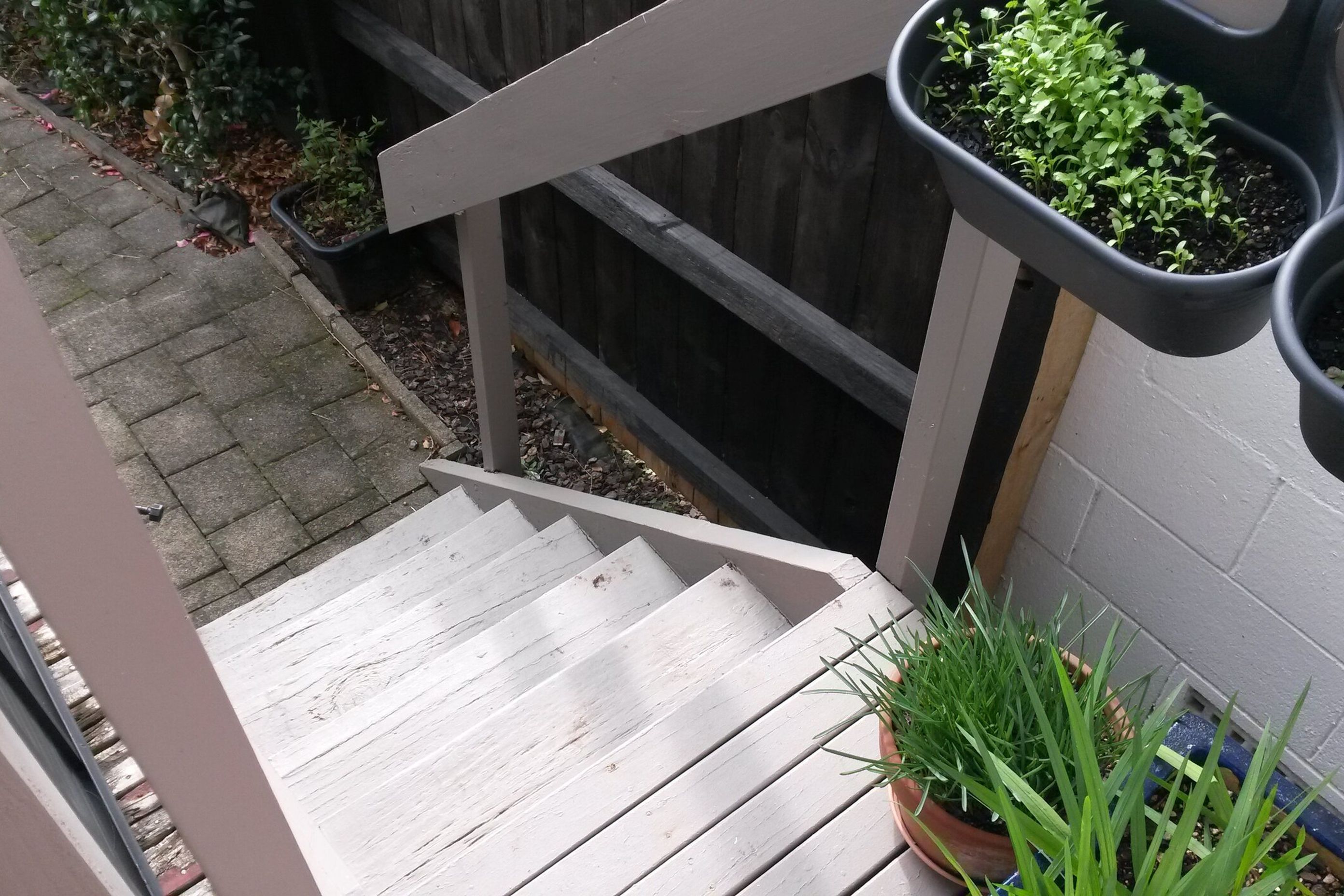The existing deck and stairs were demolished