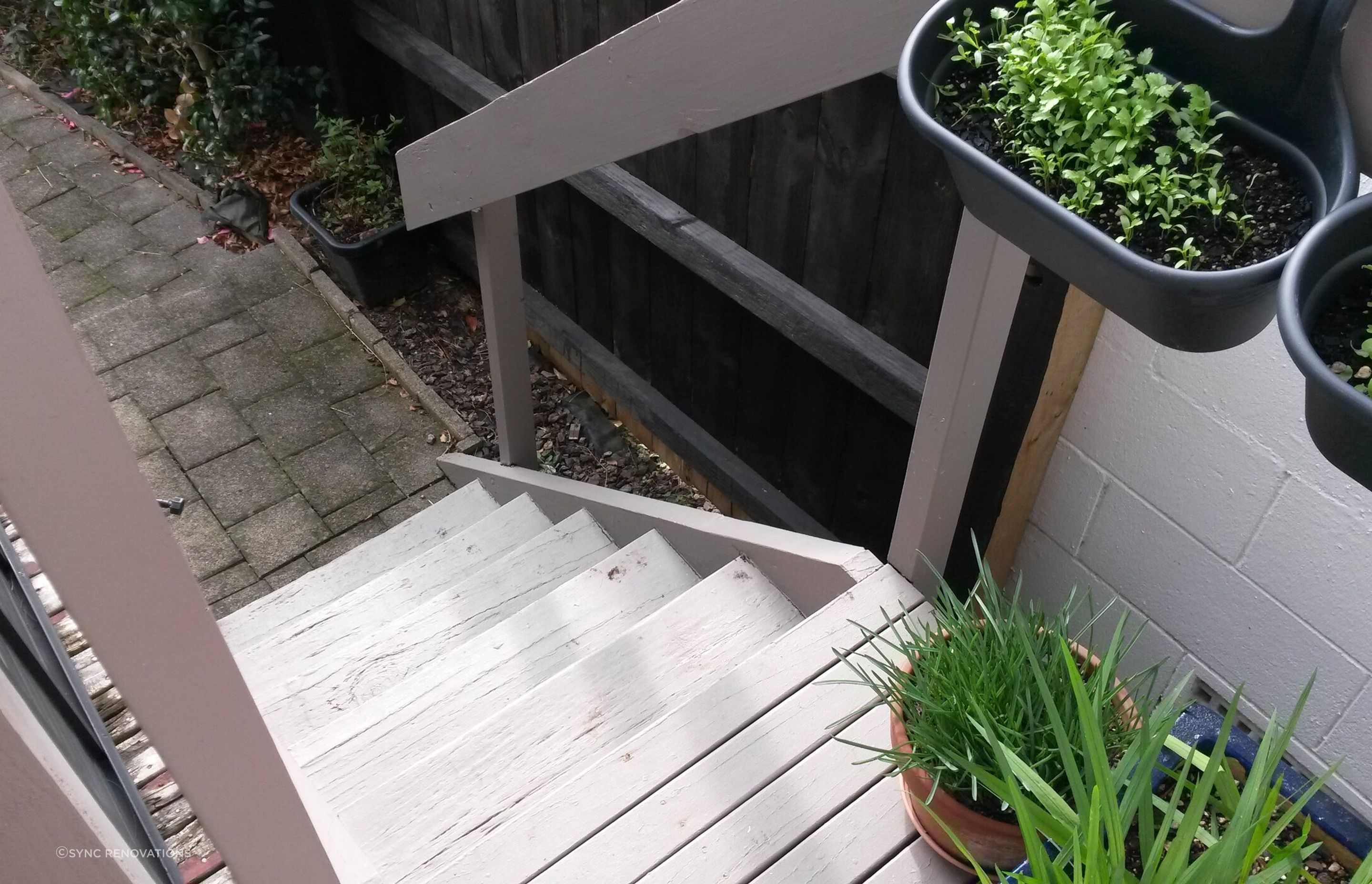 The existing deck and stairs were demolished