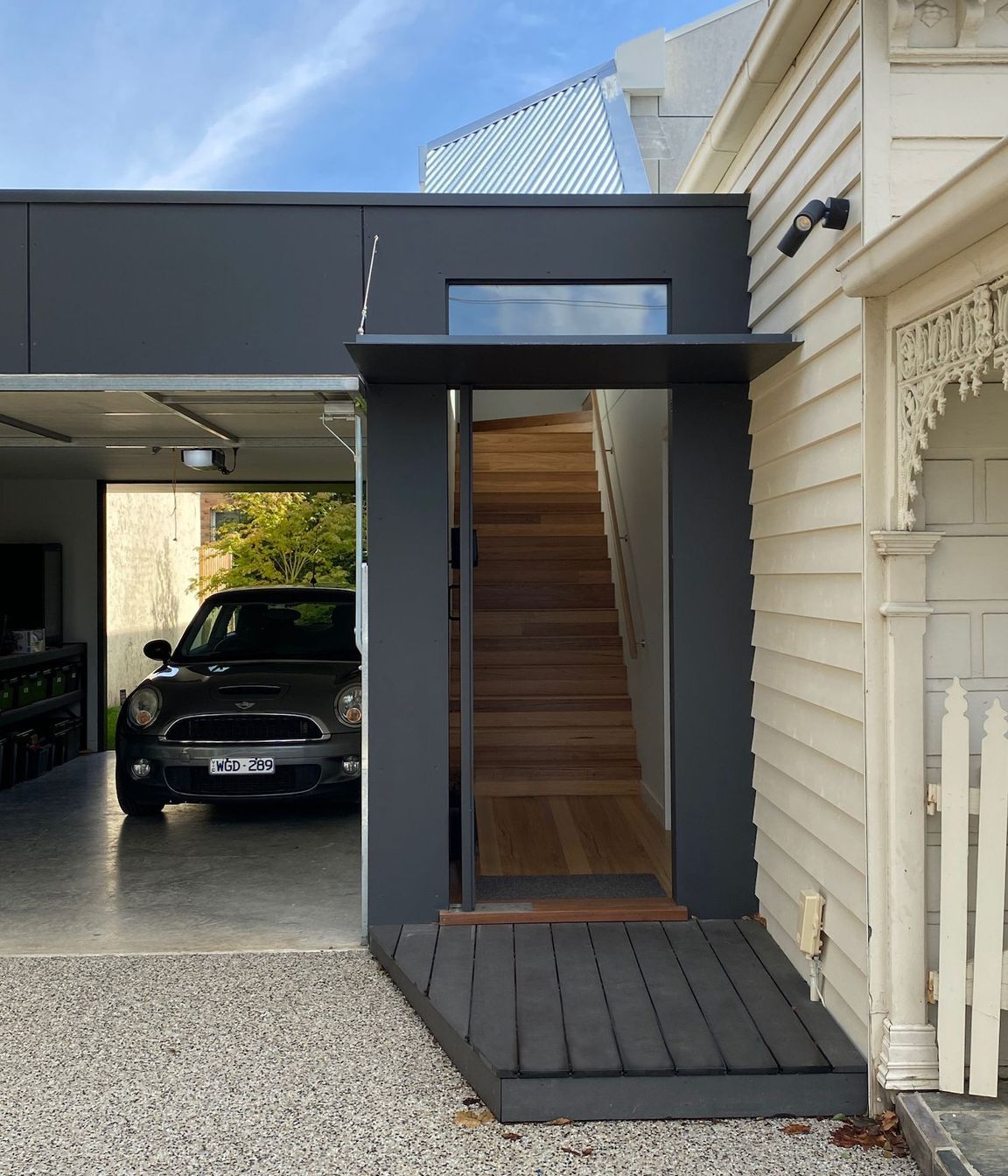 A concealed door gives direct access to the studio from the front of the house.