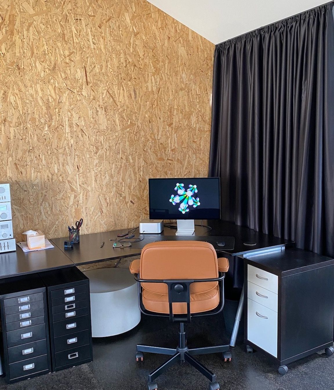 Office with exposed structural insulated panels