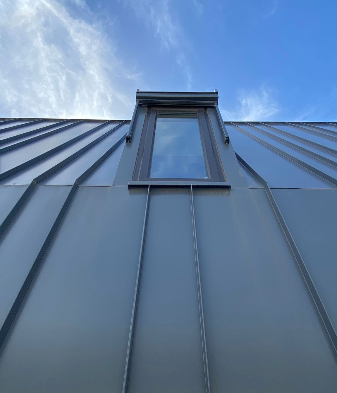Durable metal cladding was used for the upper storey extension