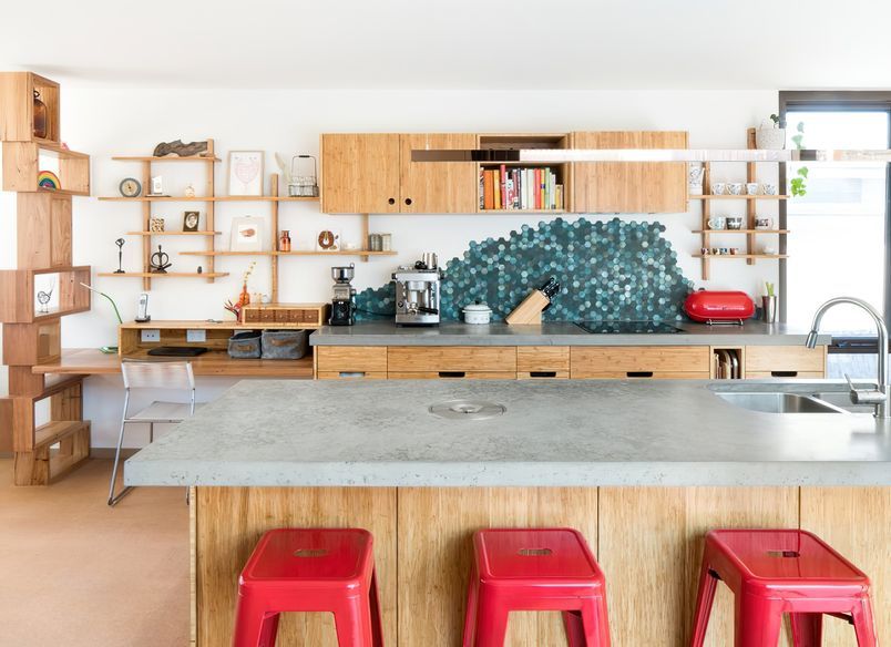 Bamboo Kitchen With Concrete Benchtops