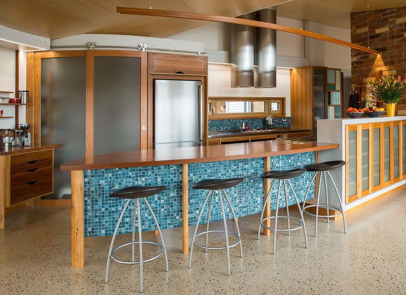 Curved Recycled Timber Kitchen