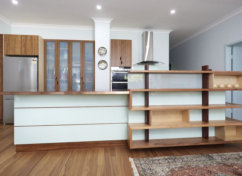 Plywood, Glass and Copper Kitchen