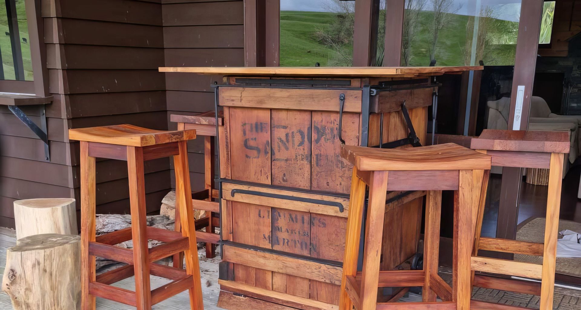 Wool Press Bar Leaner and Bar Stools banner
