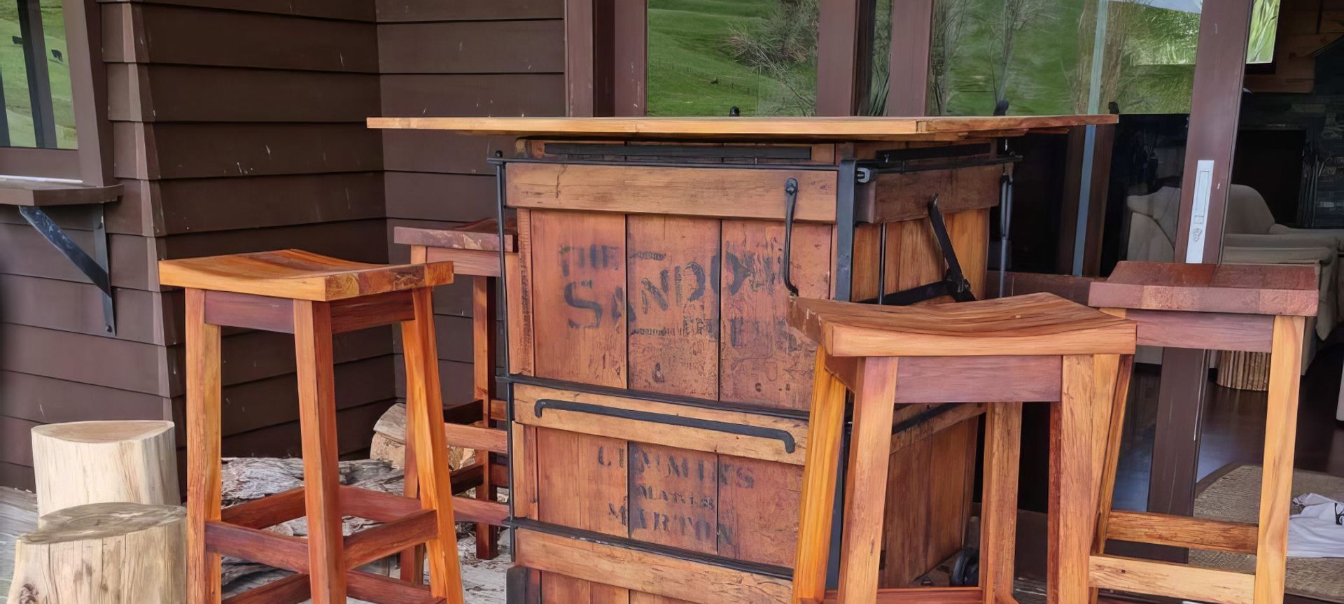 Wool Press Bar Leaner and Bar Stools banner