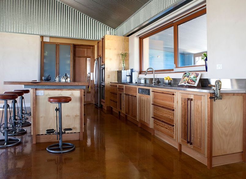 Recycled Timber, Plywood & Concrete Kitchen
