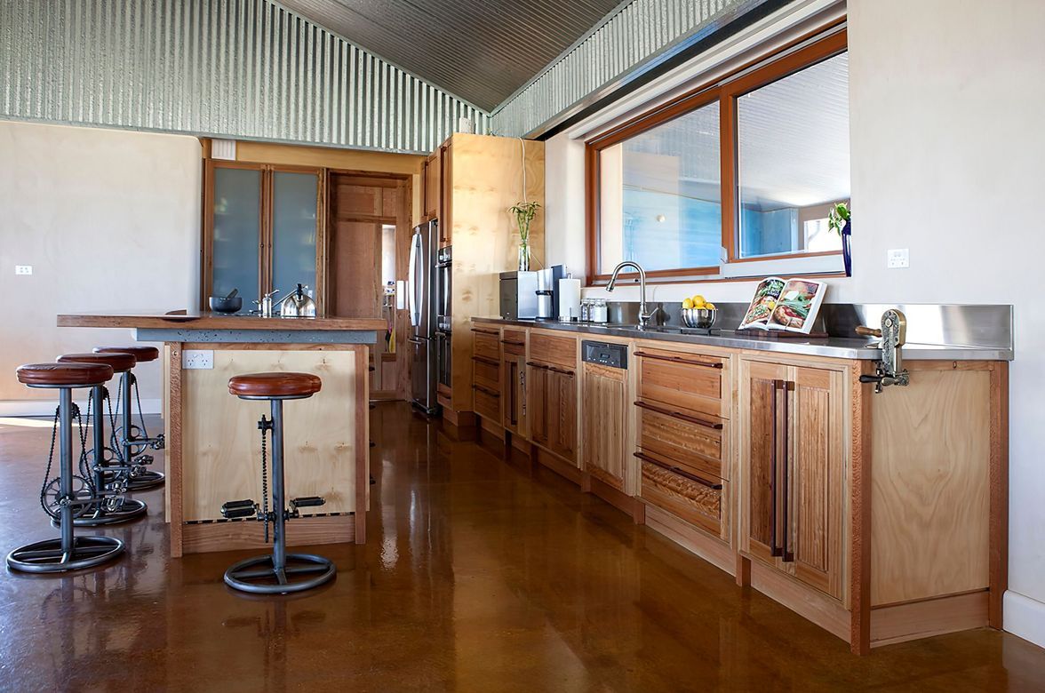 Recycled Timber, Plywood & Concrete Kitchen