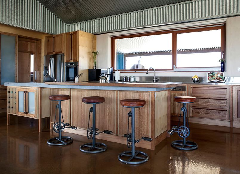 Recycled Timber, Plywood & Concrete Kitchen