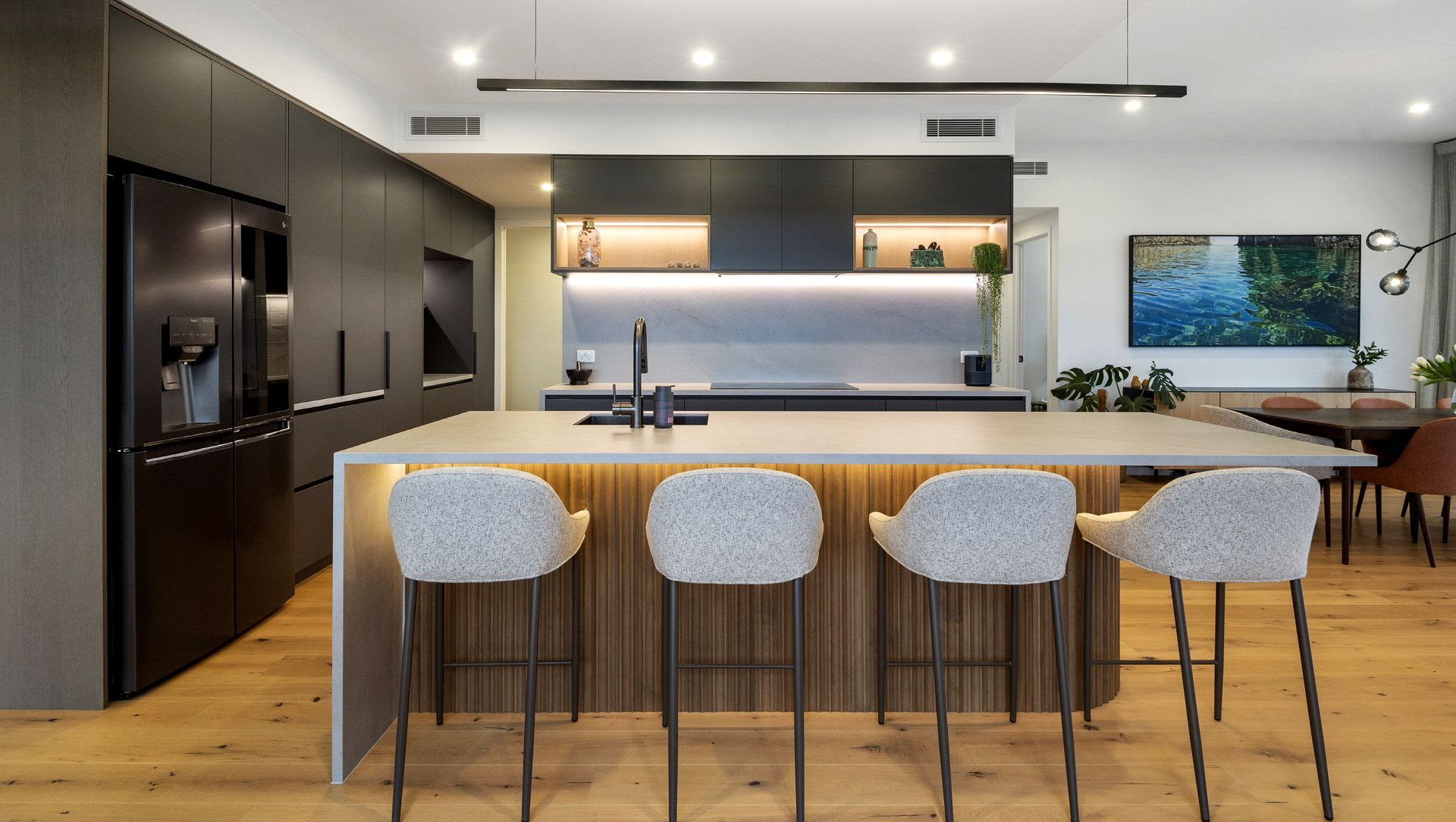 Modern New Build | Laminex Matte Cinder & Dekton Kovik Island banner