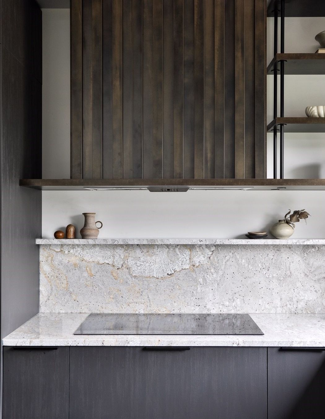 Bestwood Melamine, Patina / Carbon in Timberland Finish. Design by Michael Murray, Kitchen Inspirations