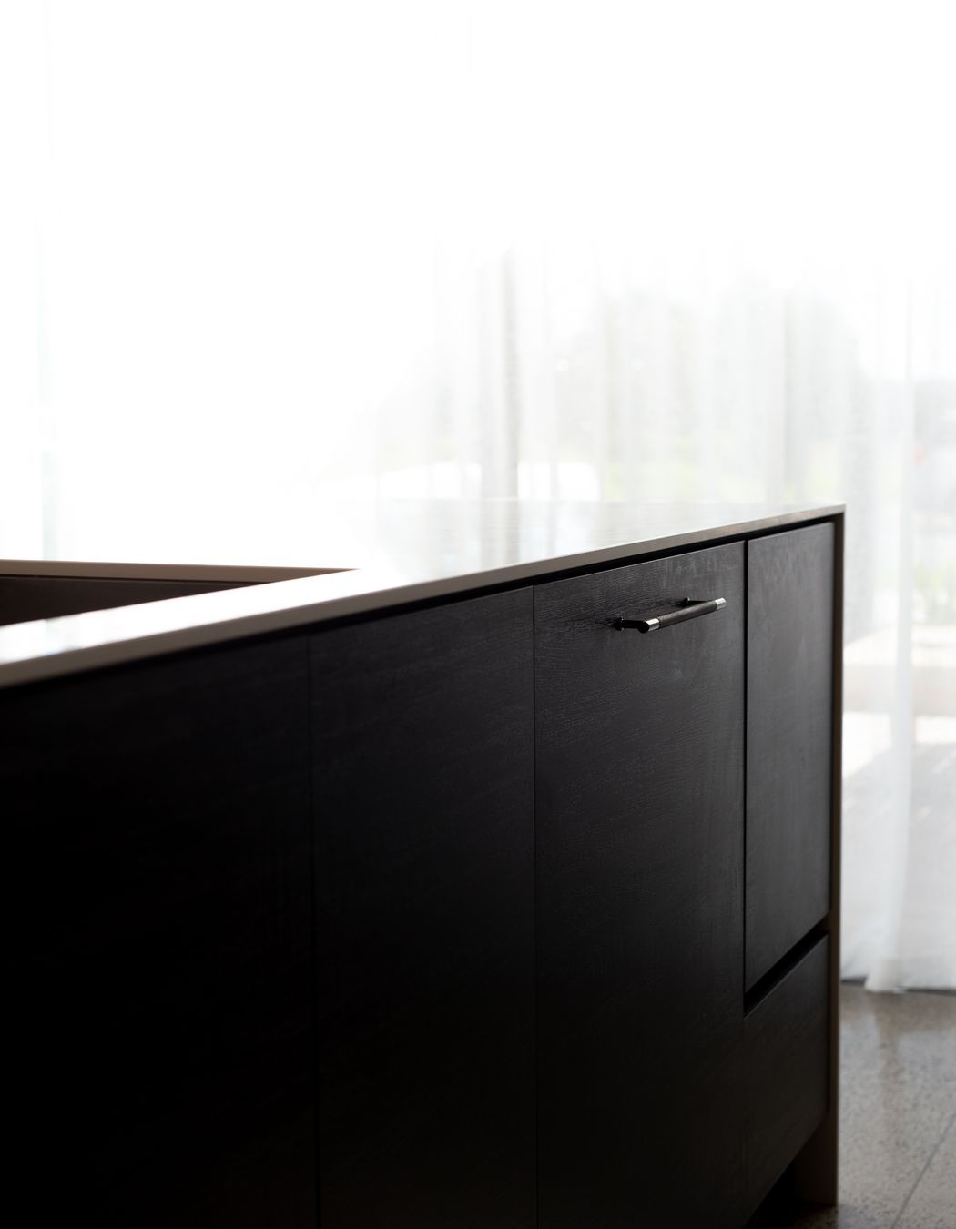 Bestwood Melamine, Black Timberland + Limestone. Design by Peta Davey, Yellowfox.