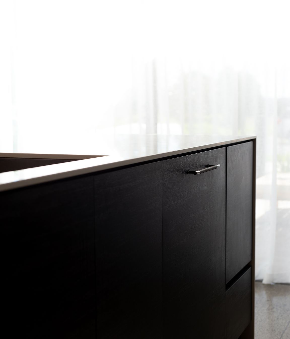 Bestwood Melamine, Black Timberland + Limestone. Design by Peta Davey, Yellowfox.