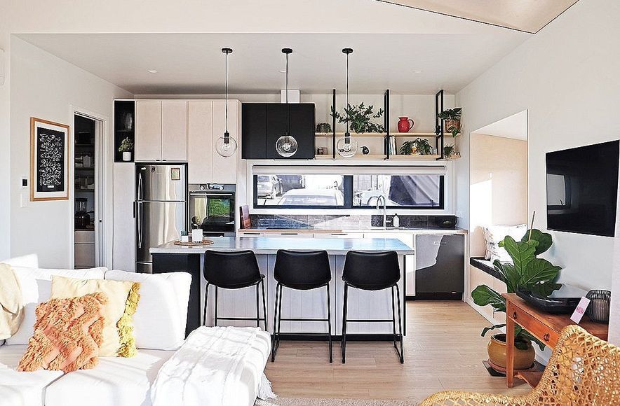 A Modern Kitchen in White and Black