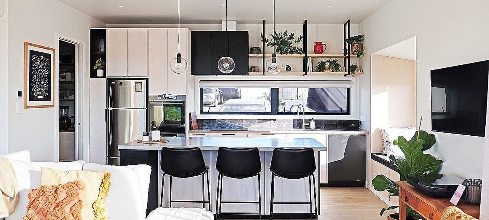 A Modern Kitchen in White and Black banner