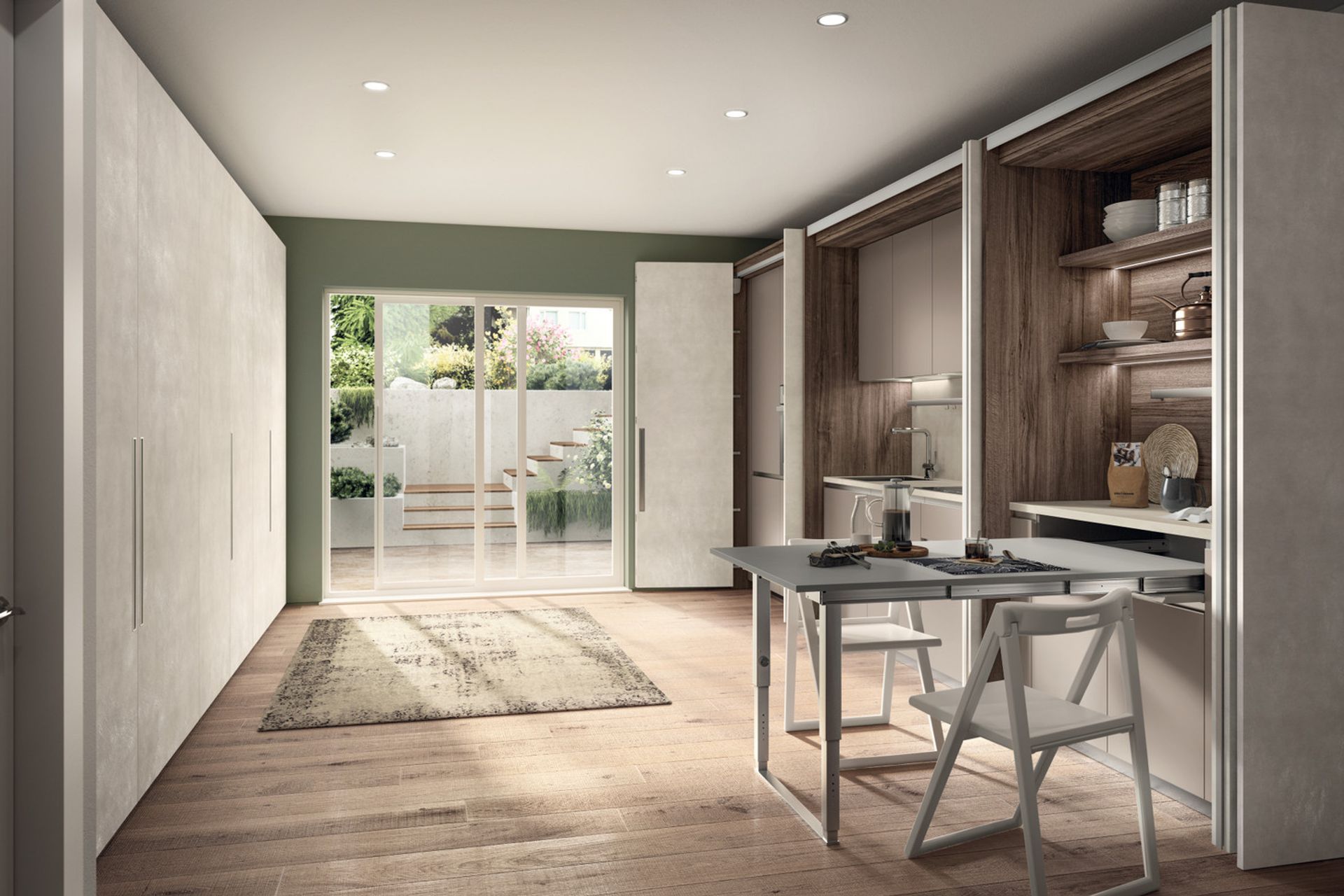 In this type of home, BoxLife modules work side-by-side. On the one hand the sleeping area and on the other the living area. Indeed, BoxLife provides an effective solution even in narrow settings, always capable of being different, depending on momentary requirements. Endless solutions from a single project.