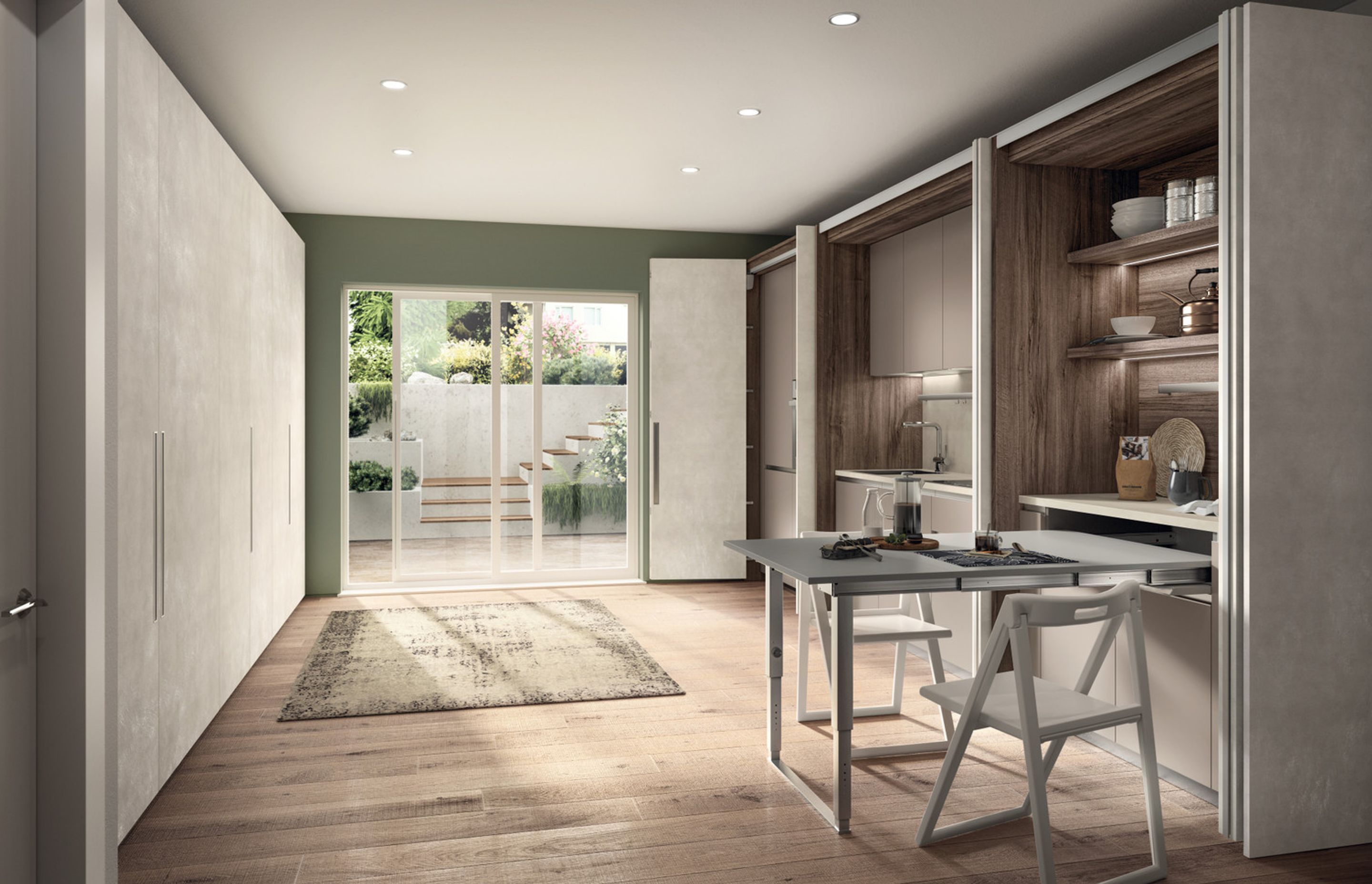In this type of home, BoxLife modules work side-by-side. On the one hand the sleeping area and on the other the living area. Indeed, BoxLife provides an effective solution even in narrow settings, always capable of being different, depending on momentary requirements. Endless solutions from a single project.