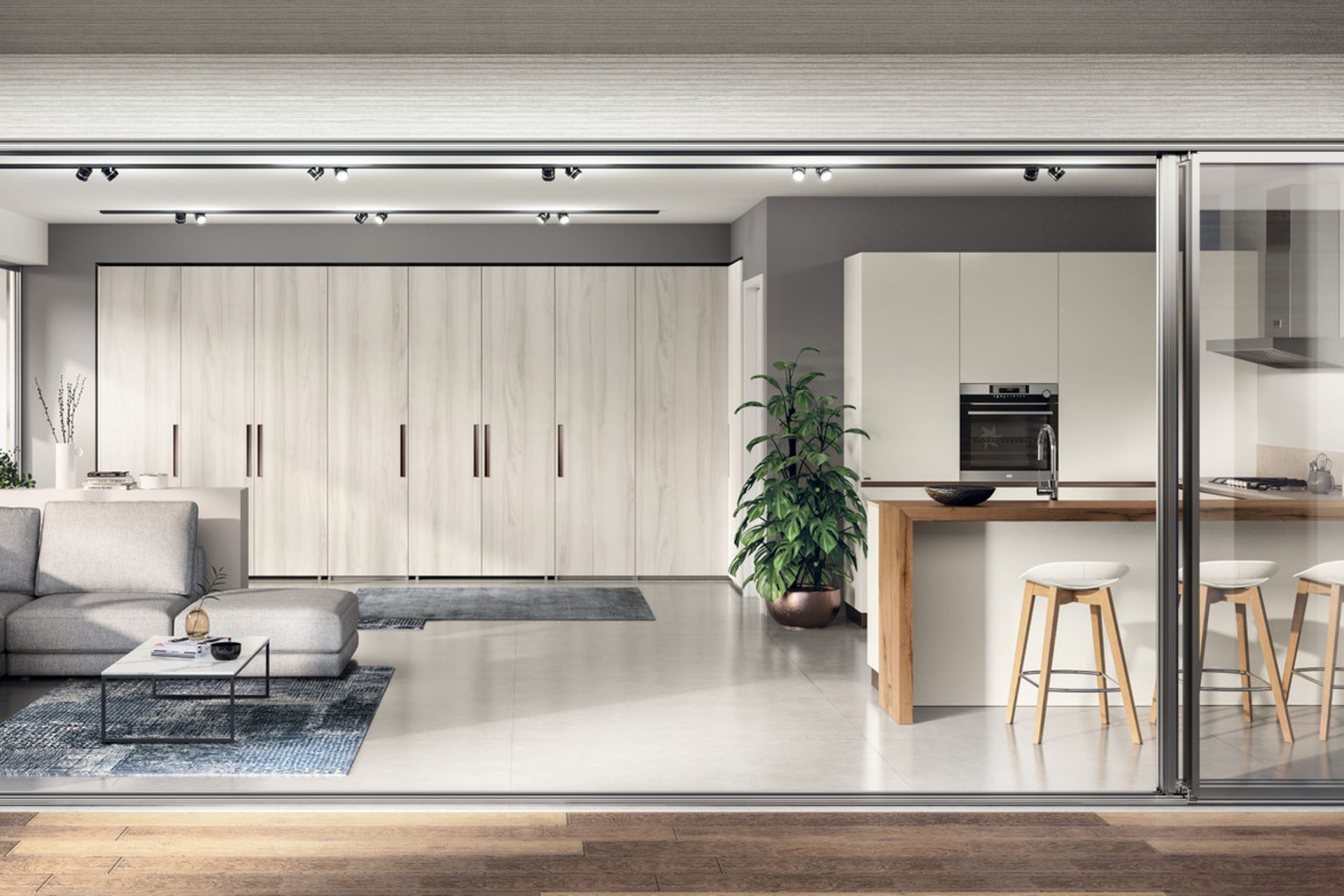 This type of home is reserved for putting up guests, but it contains all the conveniences necessary for a comfortable stay. Hidden away when not in use is the bed area, in this case equipped with two single beds.