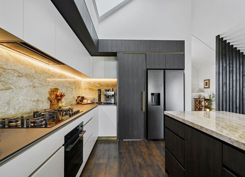 Dark Wood, Dekton, and Brass Details,  Waimauku