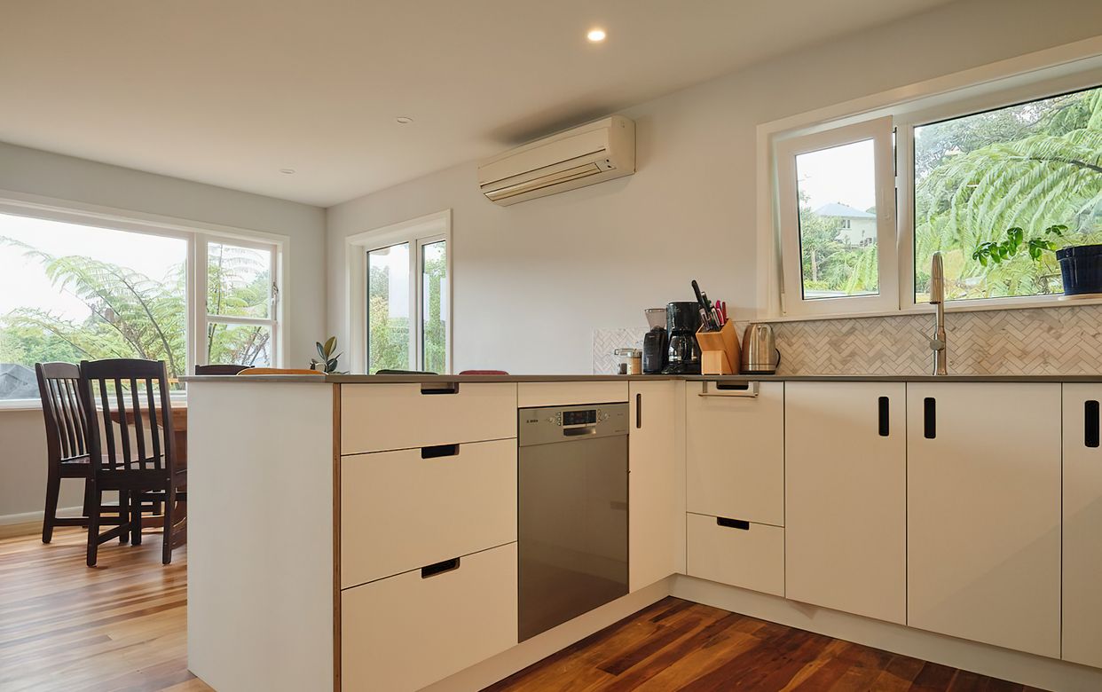 White and Birch Kitchen in Wilton