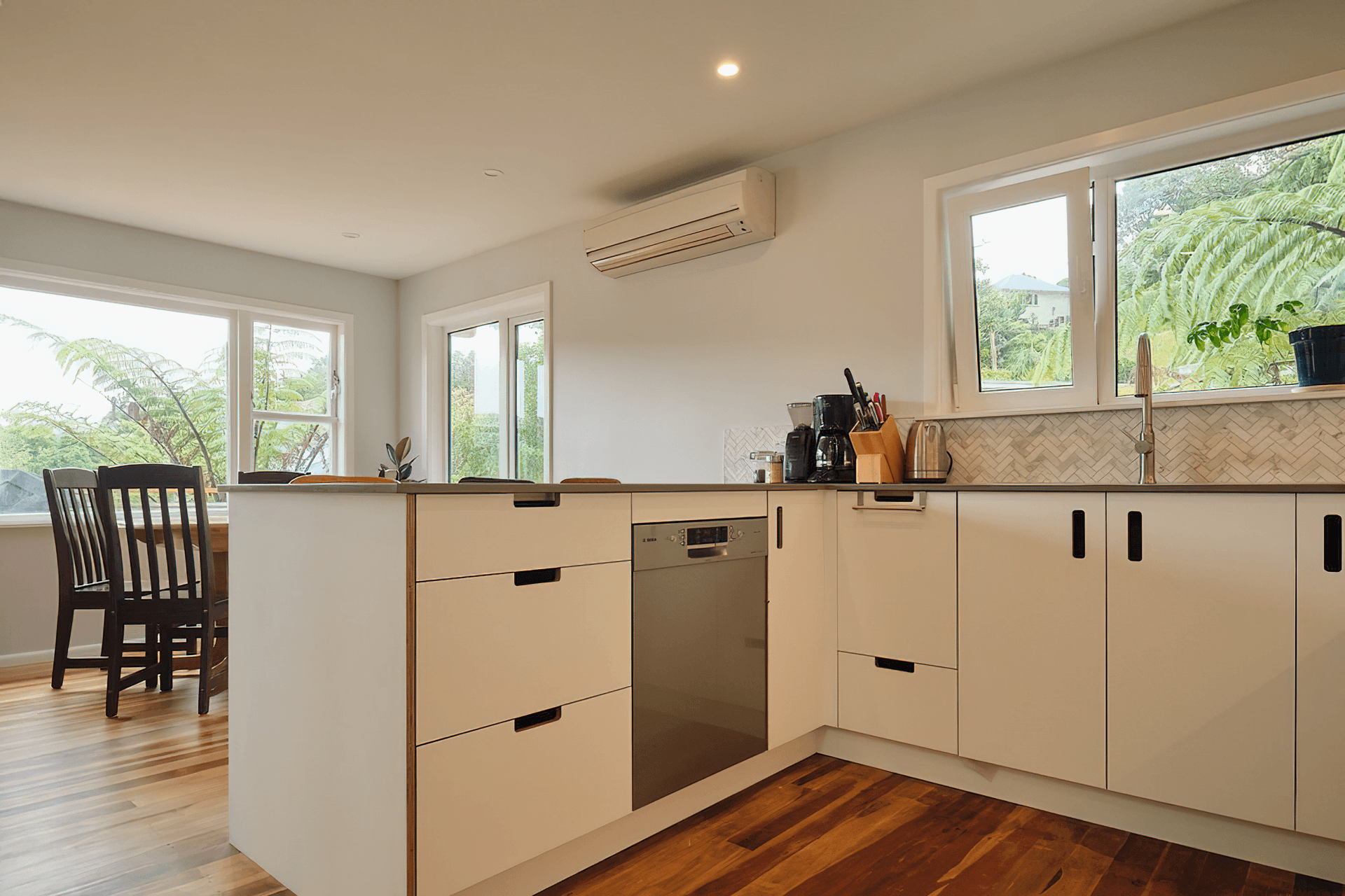 White and birch kitchen in Wilton
