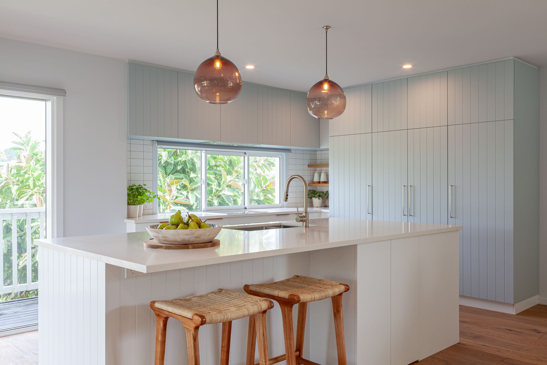 Dezignatek Thermoform, Villa Blue - Matt in Kawhia profile. Design by Michelle McAnulty, Beaver Kitchens