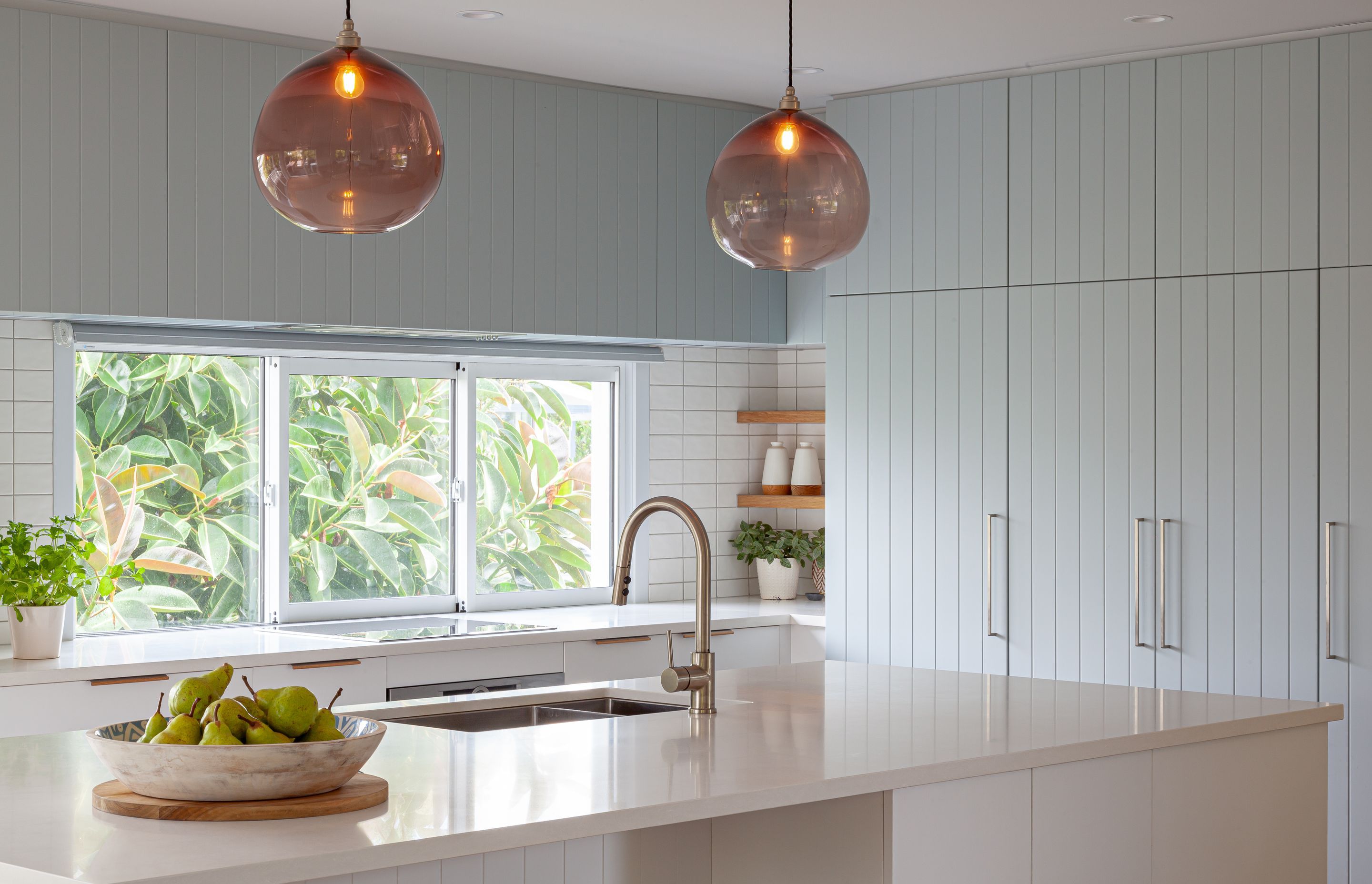 Dezignatek Thermoform, Villa Blue - Matt in Kawhia profile. Design by Michelle McAnulty, Beaver Kitchens