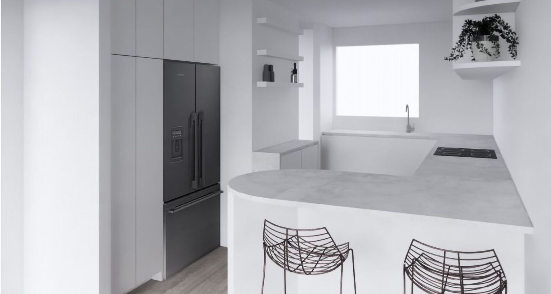 Long White Kitchen banner