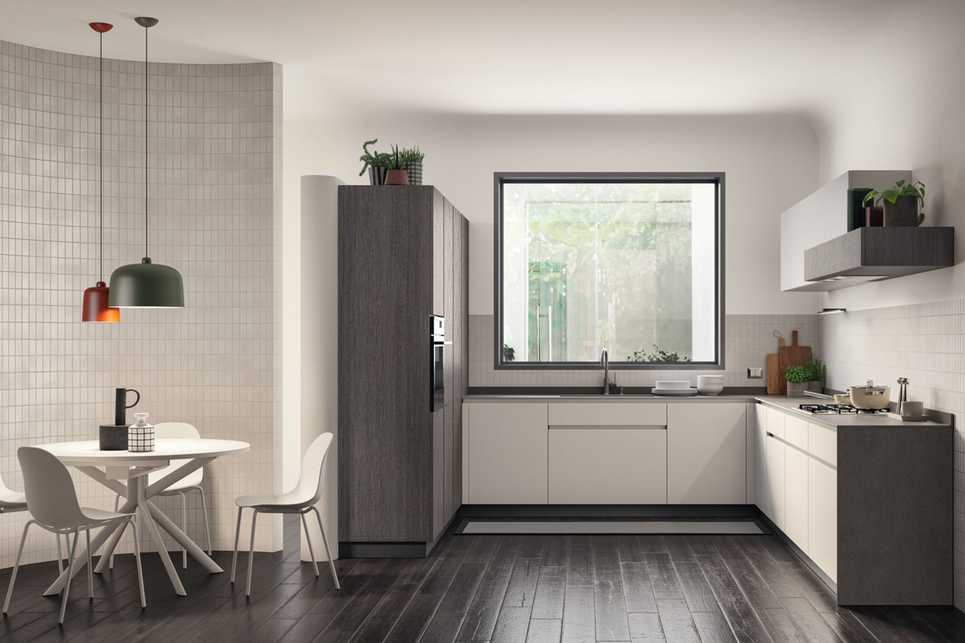 Prestige White matt lacquered - Heron Grey matt lacquered slat - Oriental decorative melamine