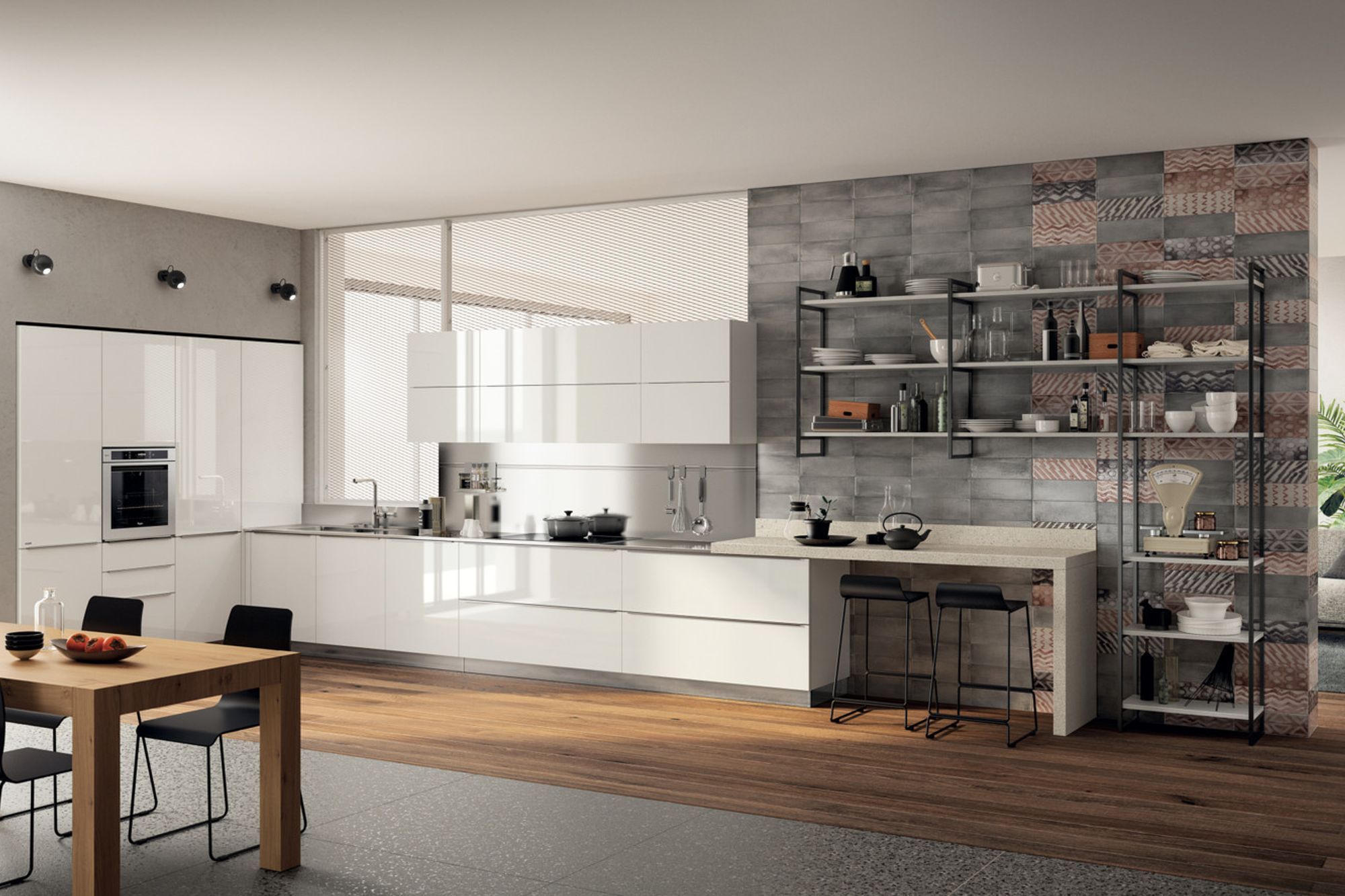 The colour white plays the undisputed starring role in the living area.