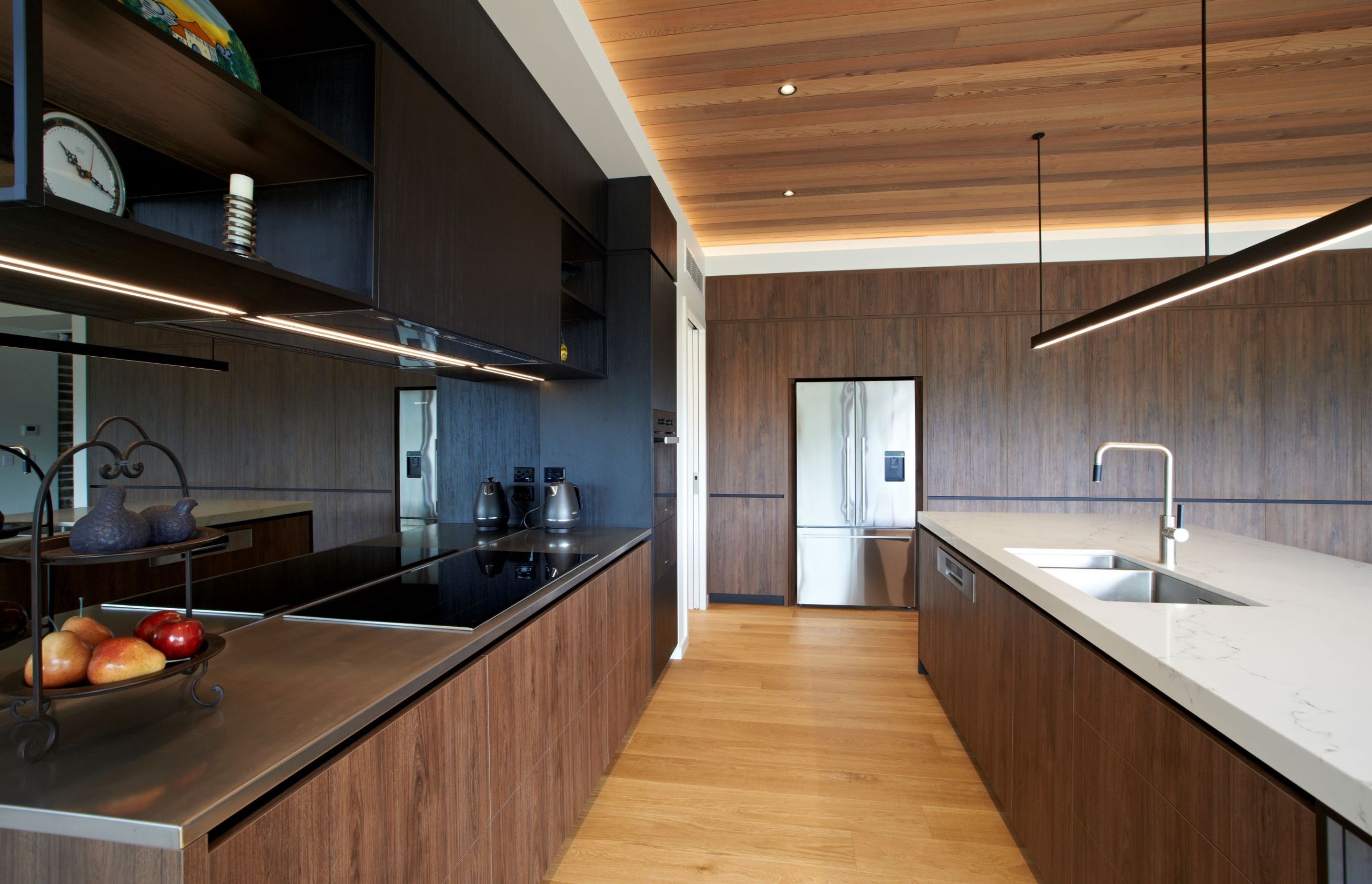 Prime Melamine, Black and Hickory Walnut - Timberland finish. Designed by Paula Waterhouse Design.