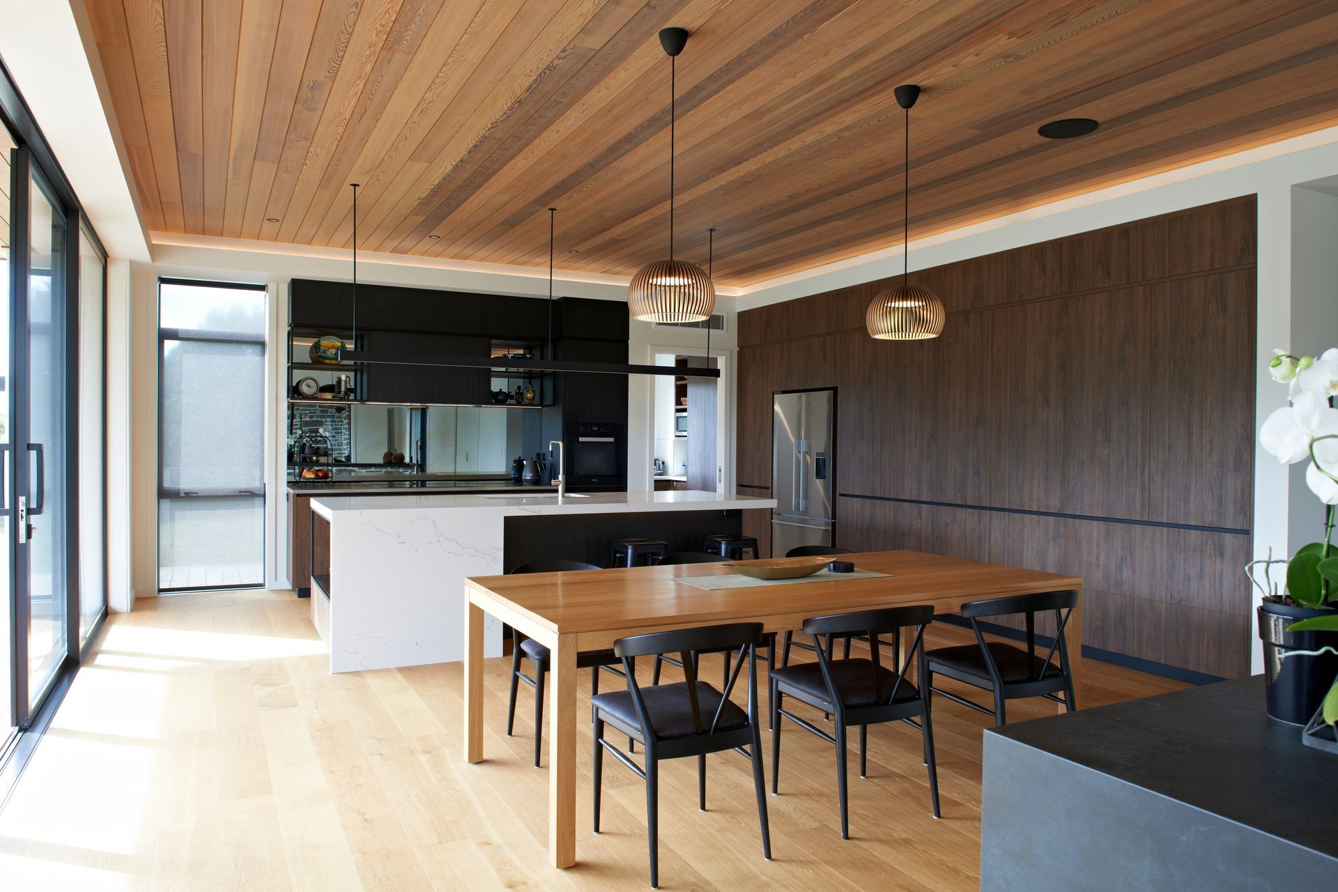 Prime Melamine, Black and Hickory Walnut - Timberland finish. Designed by Paula Waterhouse Design.