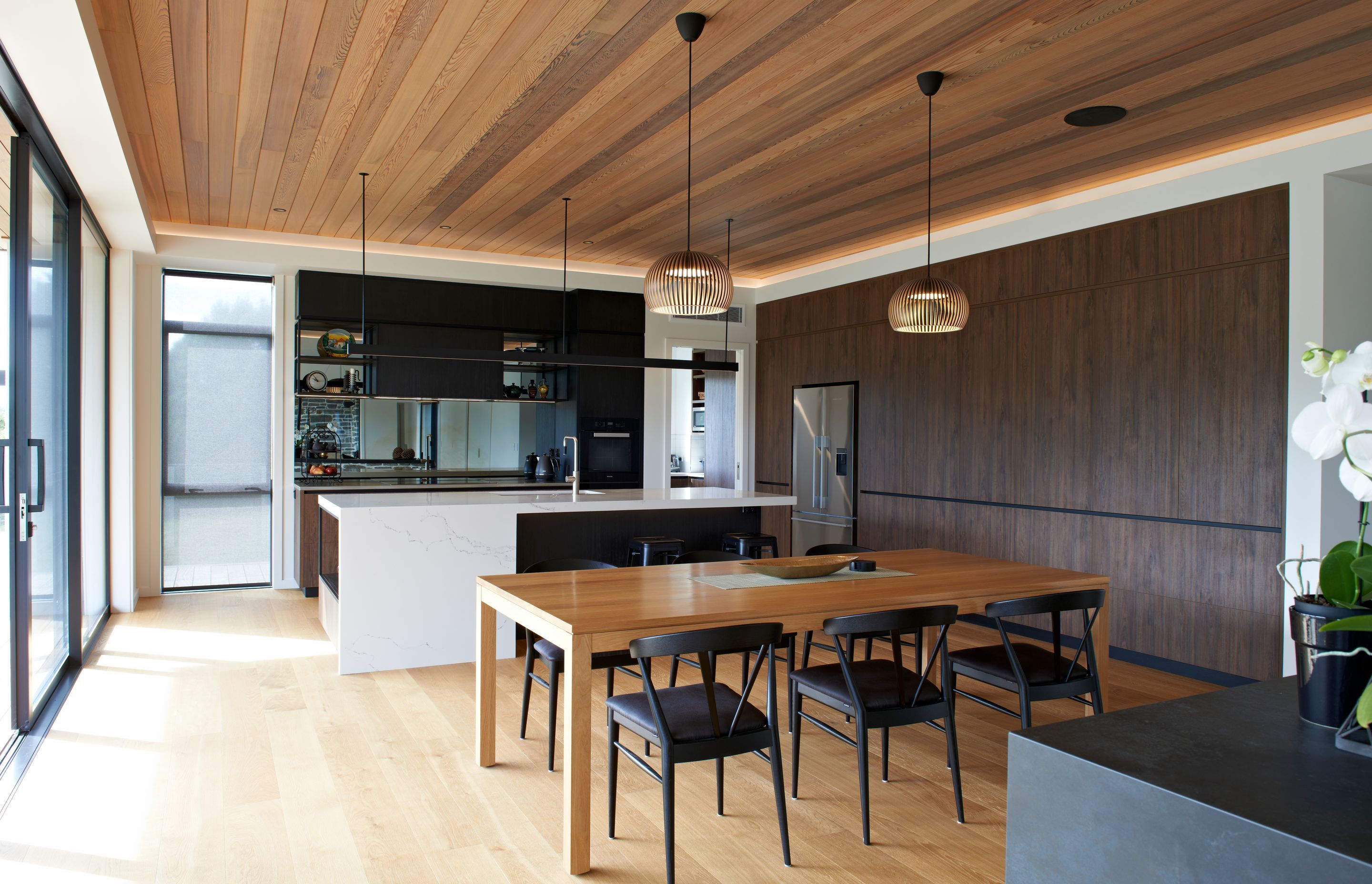 Prime Melamine, Black and Hickory Walnut - Timberland finish. Designed by Paula Waterhouse Design.