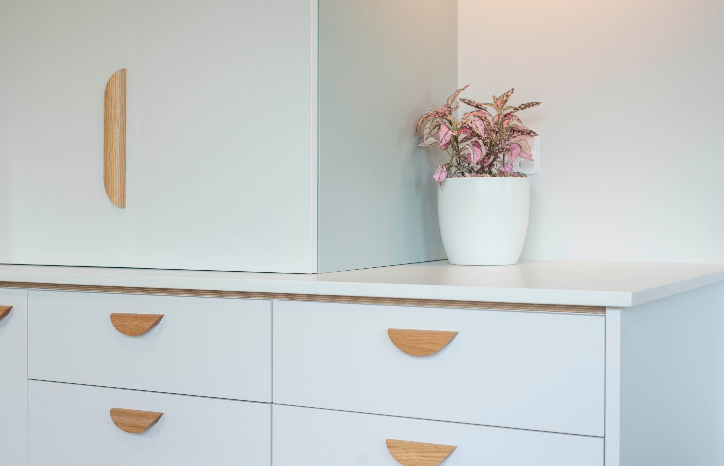 Prime Melamine, Concrete & Prime Stone, Golden Bay Honed. Designed by Fiona Vidar, Cooper Webley.