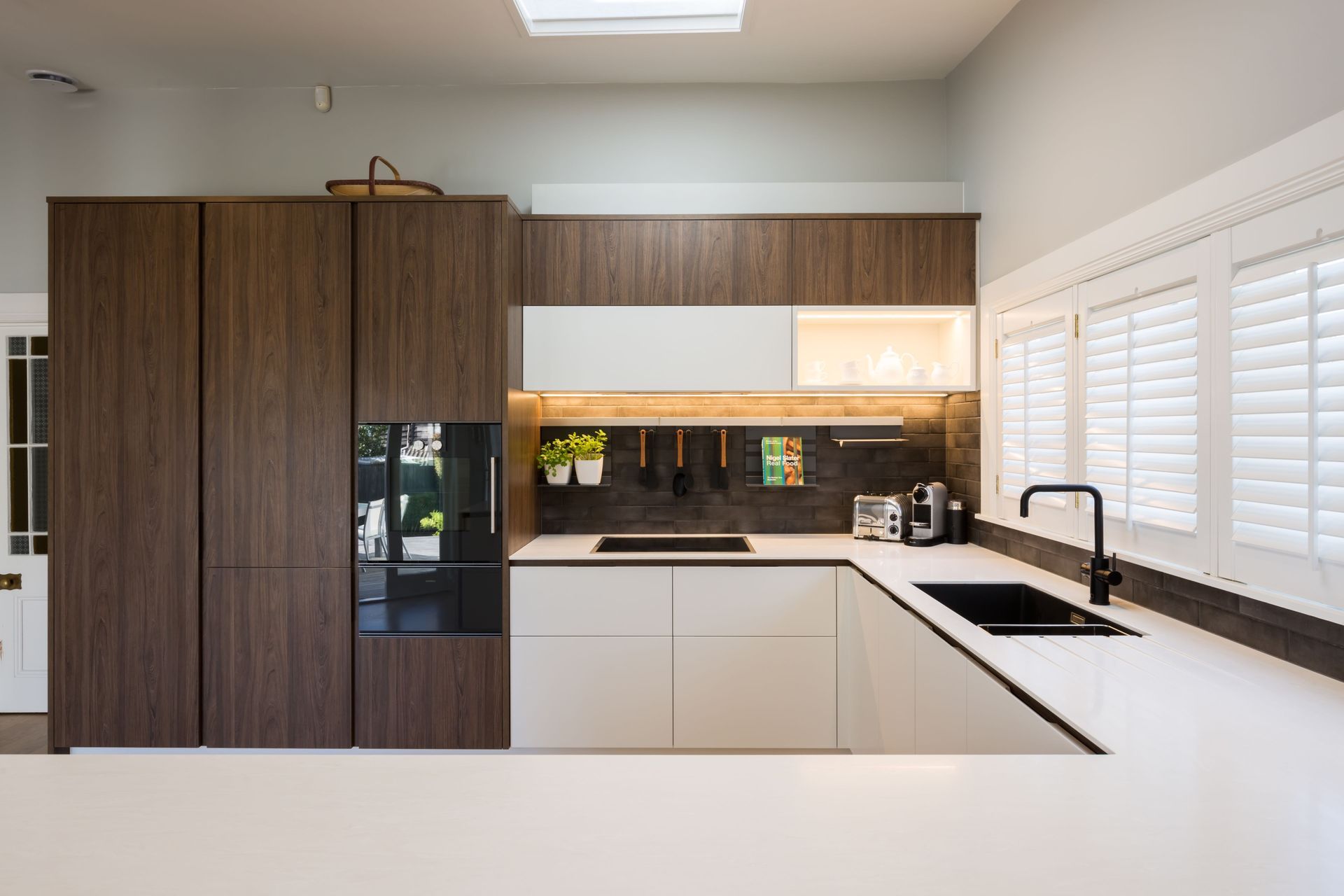 Bestwood Melamine, Tasman Elm. Designed by Mathew Coles, Royale Kitchens.