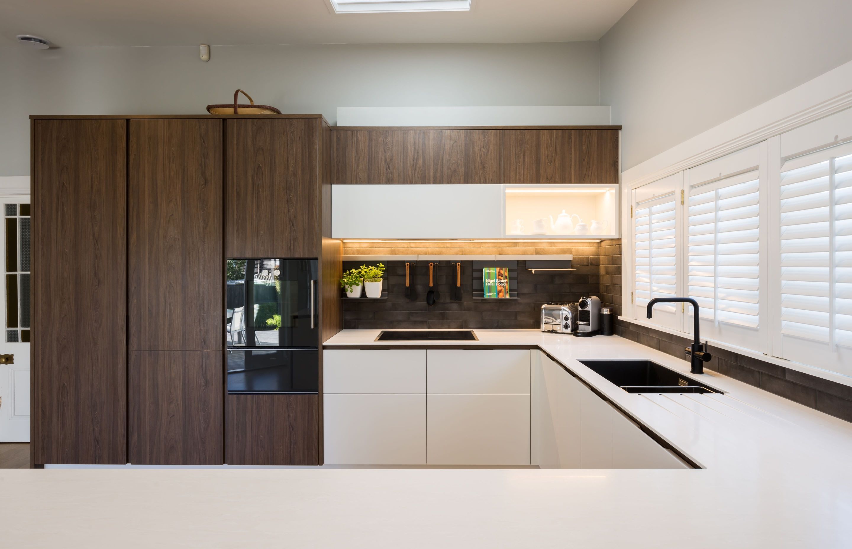 Bestwood Melamine, Tasman Elm. Designed by Mathew Coles, Royale Kitchens.