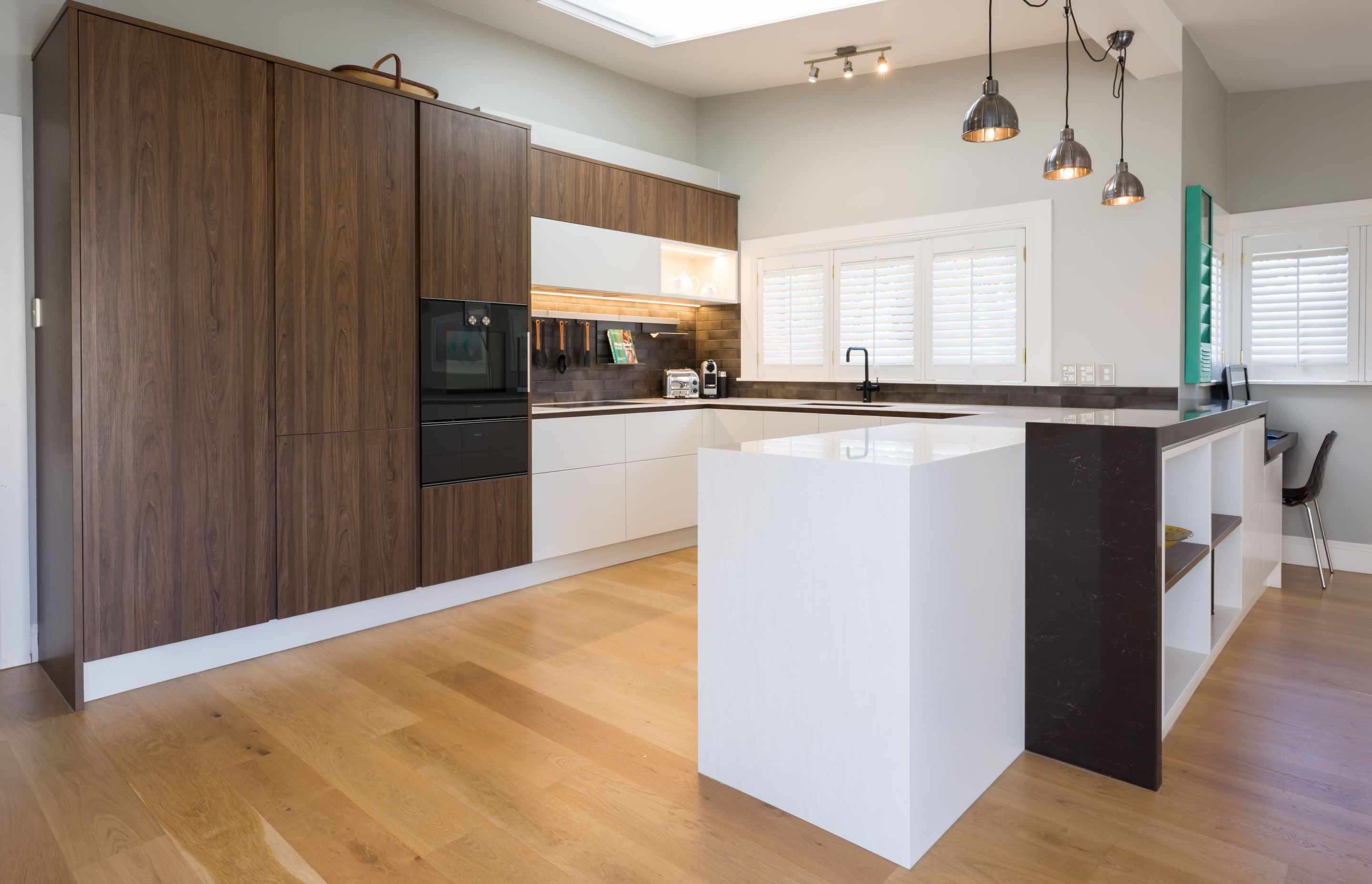 Bestwood Melamine, Tasman Elm. Designed by Mathew Coles, Royale Kitchens.