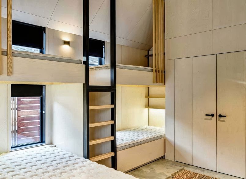 White-washed plywood for bach interior