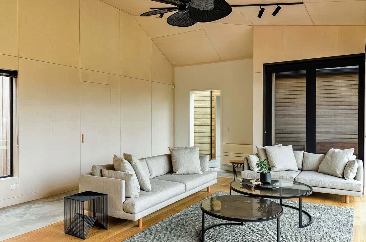 White-washed plywood for bach interior